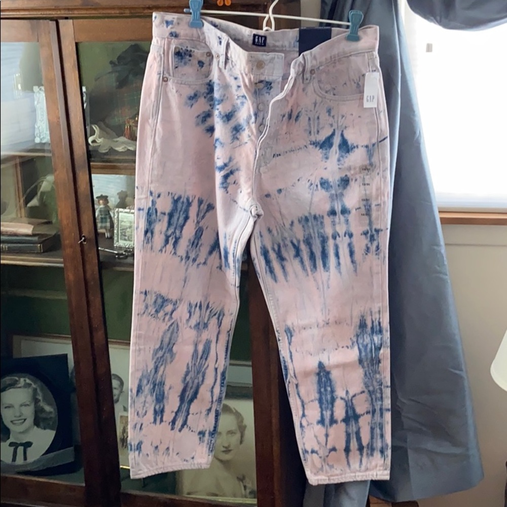 Gap Tie Dye High Waisted Straight Leg Jean